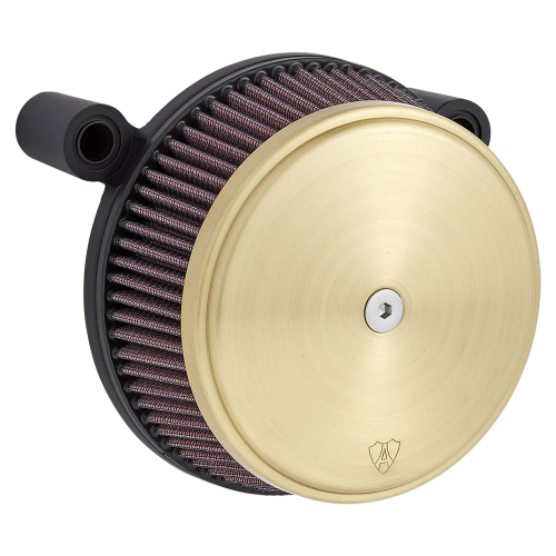 Arlen Ness - Arlen Ness Big Sucker Stage I Air Filter Kit - Brass Smooth - Red Filter - 18-758