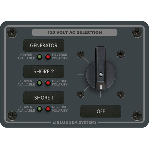 Blue Sea Systems - Blue Sea 8366 AC Rotary Switch Panel 30 Ampere 3 Positions + OFF, 2 Pole