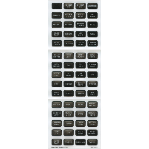 Blue Sea Systems - Blue Sea 8214 Black Small Format Label Kit - 60 Labels