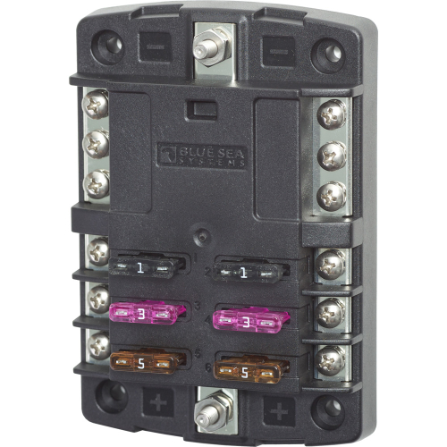 Blue Sea Systems - Blue Sea 5030 ST Blade Fuse Block w/o Cover - 6 Circuit w/Negative Bus