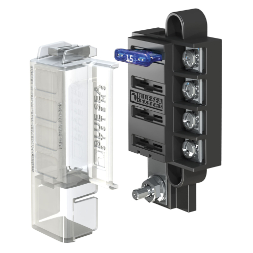 Blue Sea Systems - Blue Sea 5045 ST Blade Compact Fuse Blocks - 4 Circuits w/Cover
