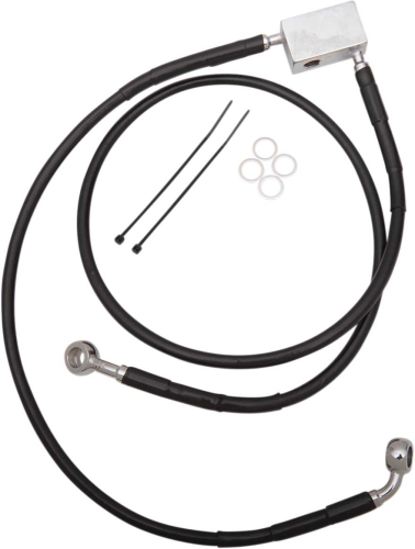 Drag Specialties - Drag Specialties Extended Stainless Steel Rear Brake Line Kit - Black Vinyl Coated - 35 1/2in. - 640221-2BLK