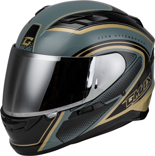 G-Max - G-Max FF-98 Aftershock Helmet - F19841027-DOT - Gray/Metallic Gold - X-Large