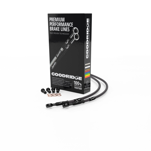 Goodridge - Goodridge GR Powersports SS Front Brake Line Kit - Black Stainless Steel - Carbon - KW1026-2FCBK-CB