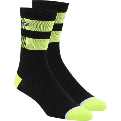 100% - 100% Flow Performance Socks - 24005-490-17 - Black/Fluorescent Yellow - Sm-Md