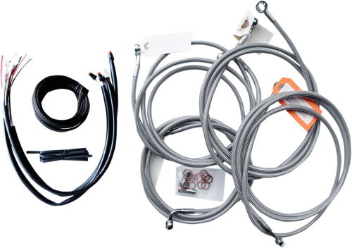 LA Choppers - LA Choppers Complete Handlebar Cable/Brake & Clutch Line/Wire Kit - Stainless Braided - LA-8053KT2-19