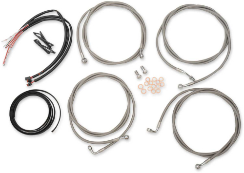 LA Choppers - LA Choppers Complete Handlebar Cable/Brake & Clutch Line/Wire Kit - Stainless Braided - LA-8054KT2-08