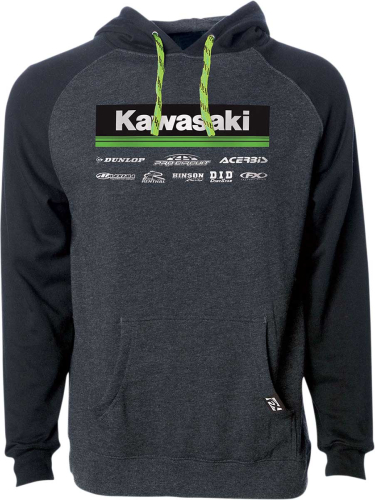 Factory Effex - Factory Effex Kawasaki Racewear Hoodie - 24-88124 - Charcoal/Black - Large