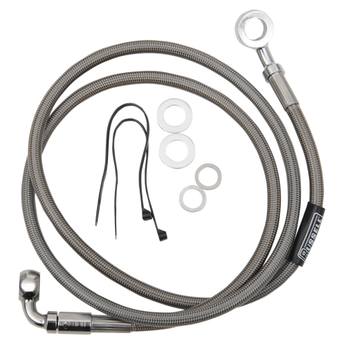 Russell - Russell Pro Swivel Universal Brake Hose - Stainless Steel - 7/16in.,35 Degree,Upper Banjo - 40in. Length - R08971