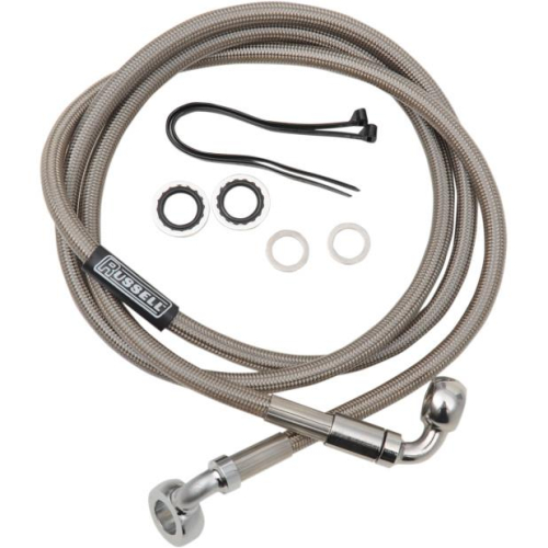 Russell - Russell Pro Swivel Universal Brake Hose - Stainless Steel - 7/16in.,90 Degree,Upper Banjo - 54in. Length - R08981