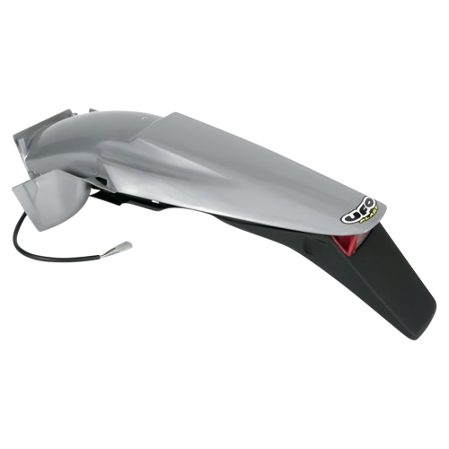 UFO Plastics - UFO Plastics Enduro Rear Fender with Light - Silver - KT03043340
