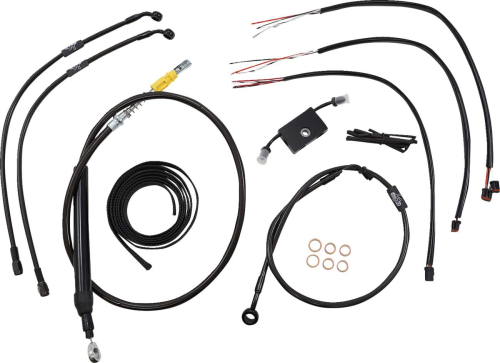 LA Choppers - LA Choppers Complete Handlebar Cable/Brake & Clutch Line/Wire Kit - Midnight Braided - LA-8157KT2-13M