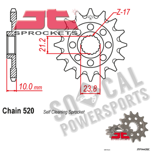 JT Sprockets - JT Sprockets Self-Cleaning Steel Front Sprocket - 13T - JTF1443.13SC