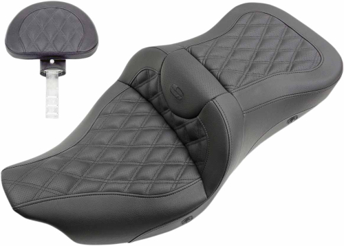 Saddlemen - Saddlemen Heated Road Sofa Seat with Backrest - Lattice Stitch - 808-07B-182TBRH