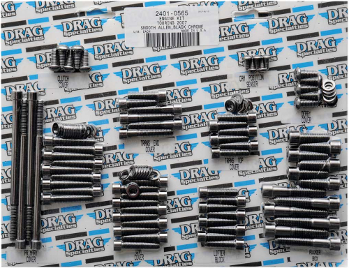 Drag Specialties - Drag Specialties Complete Motor Black Chrome Socket-Head Bolt Set - Smooth - MK700SBK