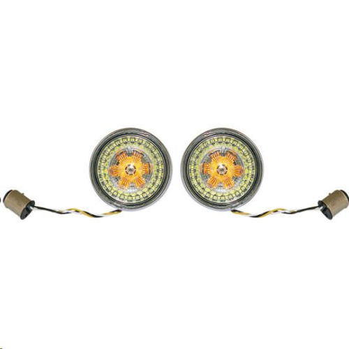 Custom Dynamics - Custom Dynamics Bullet Bezel Turn Signal Inserts for Models with 1157 Contact Bases - Chrome/Smoke Lens - PB-BB-AW-1157CS