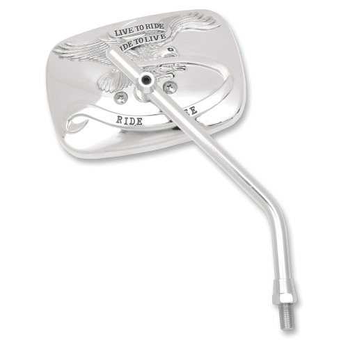 Emgo - Emgo Universal Rectangular Mirror - Live to Ride - Chrome - 10mm Thread - Right - 20-31754A