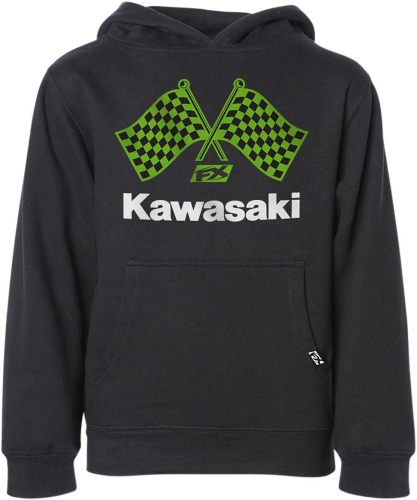 Factory Effex - Factory Effex Kawasaki Finish-Line Youth Hoodie - 23-88120 - Navy - Small
