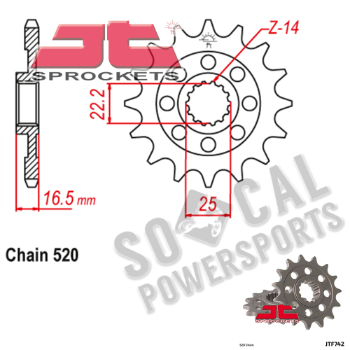 JT Sprockets - JT Sprockets Steel Front Sprocket - 14T - JTF742.14