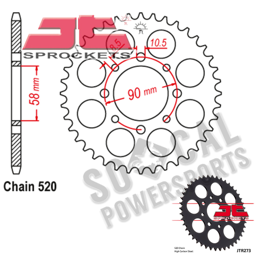 JT Sprockets - JT Sprockets Steel Rear Sprocket - 33T - JTR273.33