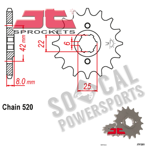 JT Sprockets - JT Sprockets Steel Front Sprocket - 14T - JTF281.14