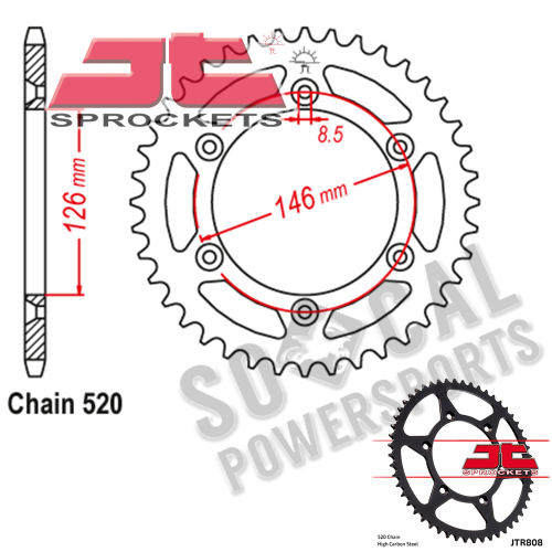 JT Sprockets - JT Sprockets Steel Rear Sprocket - 47T - JTR808.47