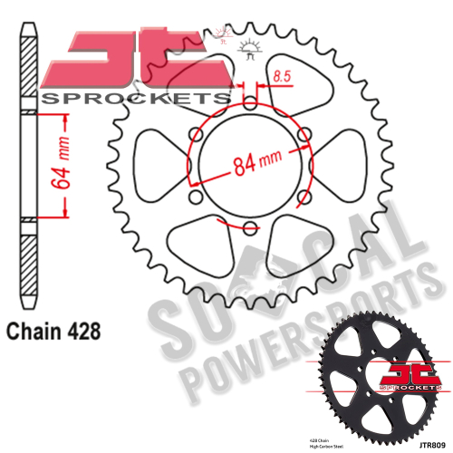 JT Sprockets - JT Sprockets Steel Rear Sprocket - 47T - JTR809.47