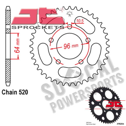 JT Sprockets - JT Sprockets Steel Rear Sprocket - 50T - JTR254.50