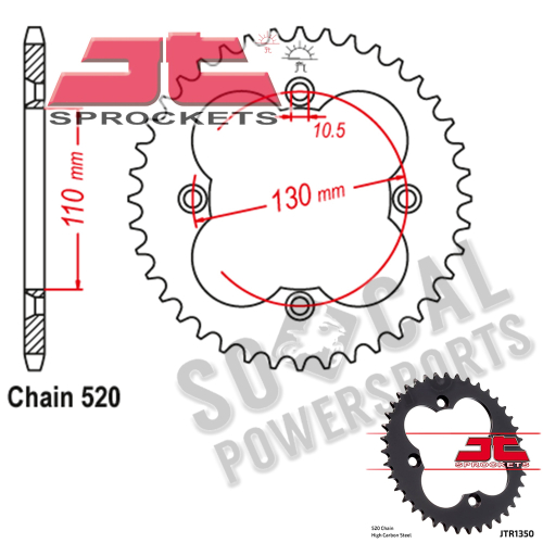 JT Sprockets - JT Sprockets Steel Rear Sprocket - 36T - JTR1350.36