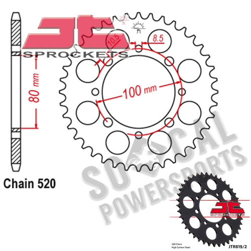 JT Sprockets - JT Sprockets Steel Rear Sprocket - 41T - JTR819/2.41