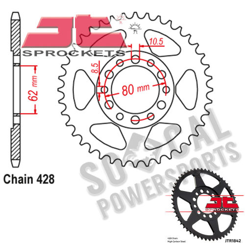 JT Sprockets - JT Sprockets Steel Rear Sprocket - 50T - JTR1842.50