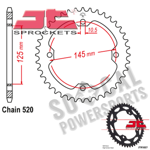 JT Sprockets - JT Sprockets Steel Rear Sprocket - 45T - JTR1857.45