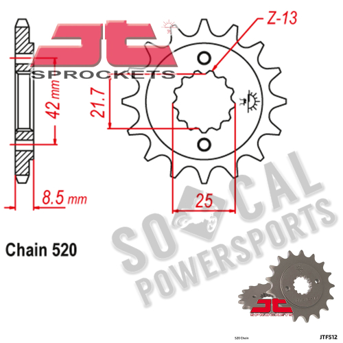 JT Sprockets - JT Sprockets Steel Front Sprocket - 14T - JTF512.14