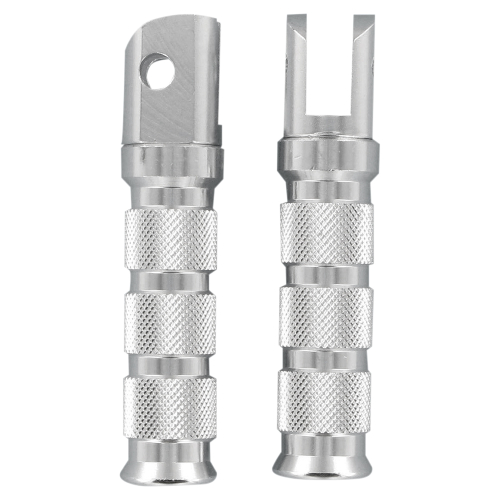 Emgo - Emgo Round Style Footpegs - Passenger - Silver - 50-11311