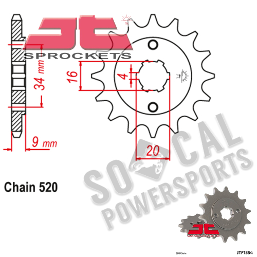 JT Sprockets - JT Sprockets Steel Front Sprocket - 14T - JTF1554.14