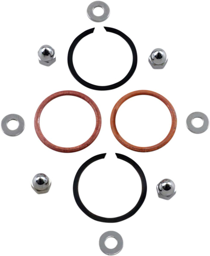 James Gasket - James Gasket Exhaust Port Gasket Kit - Copper Crush Ring Gaskets and Chrome Acorn Nuts - 65324-83-KCR1