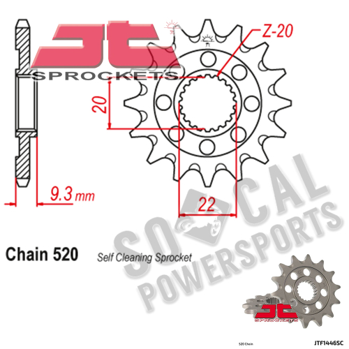 JT Sprockets - JT Sprockets Self-Cleaning Steel Front Sprocket - 13T - JTF1446.13SC