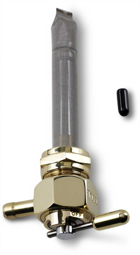 Pingel - Pingel Power-Flo Fuel Valve - 22mm Hex - 180 Deg. Outlet Facing Inward - Old School Brass - 6311-BH