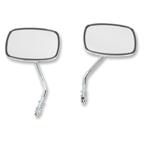 Emgo - Emgo Universal Screw-In Mount Mirror - Short Stem - Plain Face - Pair - 20-21706