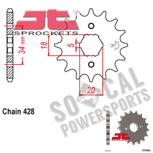 JT Sprockets - JT Sprockets Steel Front Sprocket - 14T - JTF264.14
