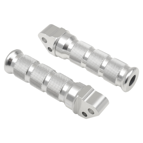 Emgo - Emgo Round Style Footpegs - Passenger - Silver - 50-11321