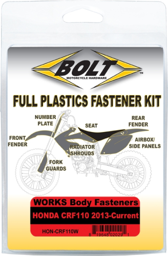 Bolt MC Hardware - Bolt MC Hardware Full Plastic Fastener Kit - HON-CRF110W