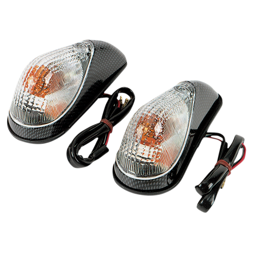 K&S Technologies - K&S Technologies Mini Wing Marker Lights - Carbon/Clear Lens - Dual Filament - 25-8082