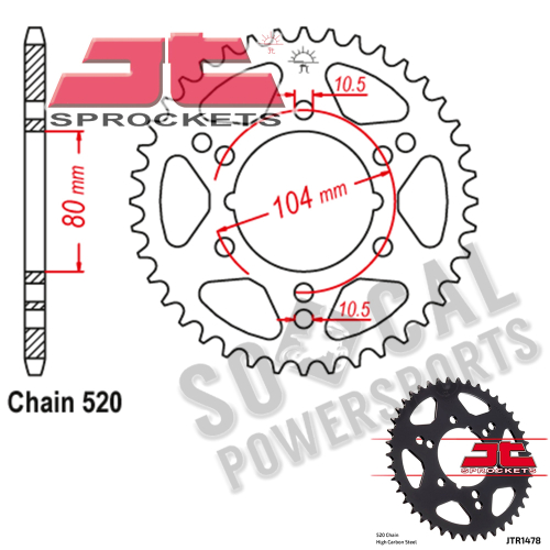 JT Sprockets - JT Sprockets Steel Rear Sprocket - 30T - JTR1478.30