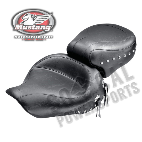 Mustang - Mustang Wide Super Touring One-Piece Vintage Seat - Chrome Studs - 75530