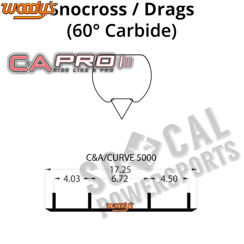 Woodys - Woodys SnoCross Competition Flat-Top Wear Bars - 10in. Turning Carbide - SCC-5000
