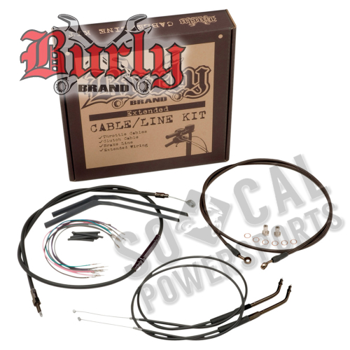Burly Brand - Burly Brand Extended Cable/Brake Line Kit for 12in. Ape Handlebars - Black Vinyl - B30-1045
