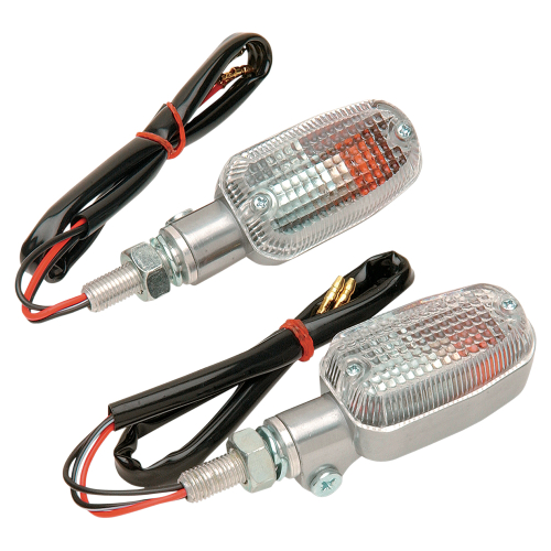 K&S Technologies - K&S Technologies Polished Aluminum Marker Lights - Oblong with Clear Lens - Dual Filament - 25-8305