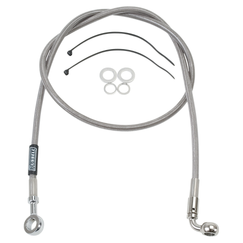Russell - Russell Pro Swivel Universal Brake Hose - Stainless Steel - 7/16in.,Straight Upper Banjo - 44in. Length - R08973