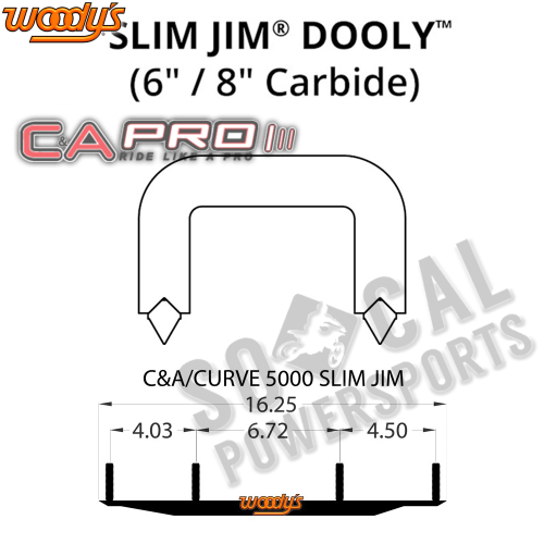 Woodys - Woodys Slim Jim Dooly Performance Wear Rods for C & A Pro Skis - 6in. - SC6-5000